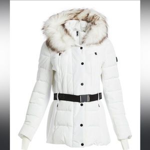 MICHAEL KORS Active White Scuba Belted Coat, Small